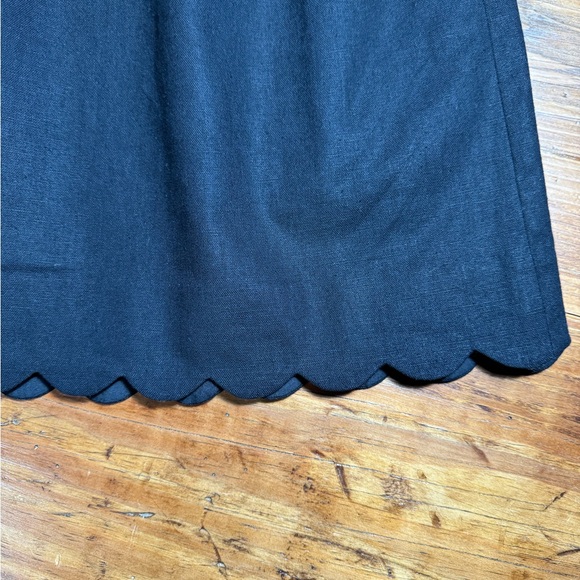 NWT J. Crew Women Scalloped Hem Sidewalk Linen Cotton Skirt Elastic band Blck 00 - Picture 3 of 10